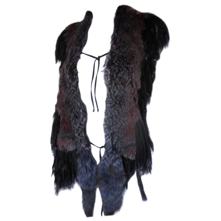 This fox stole is dyed in purple/blue/red with fox tails and trimmed with black fringe. Size 175 cm x 27 cm Please note that vintage items are not new and therefore might have minor imperfections. Fox Tails, Fox Stole, Fox Fur Scarf, Leather Leggings Fashion, Viking Clothing, Fringe Shawl, Designer Coats, Fur Stole, Fringe Scarf