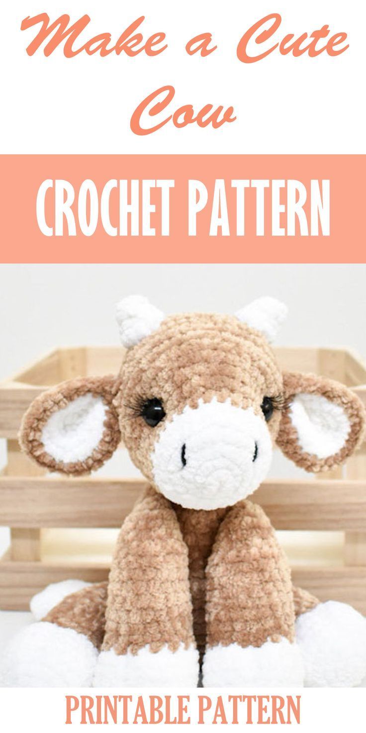 Try making a cute cow crochet patternThis cow amigurumi would make a good gift for a cow lover or a baby gift. Toys Quotes, Crocheted Cow Pattern, Cow Crochet, Easy Crochet Animals, Crochet Cow, Crochet Animals Free Patterns, Crochet Design Pattern, Beginner Crochet Projects, Crochet Amigurumi Free