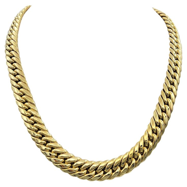 Experience the artistry of fine craftsmanship with this exquisite curb chain link necklace by renowned designer, Nicolis Cola. Measuring 18 inches in length, this necklace features a striking graduated design, with links that transition from delicate and thin near the secure box clasp, to bold and wide at the bottom. This thoughtful progression in width creates a sense of fluidity and movement, making it a statement piece that exudes both elegance and strength. Crafted with precision and attention to detail, the necklace’s sleek, polished links catch the light beautifully, offering a sophisticated shine that complements any outfit. The secure double safety box clasp ensures both style and functionality, allowing you to wear this luxurious necklace with confidence. Whether worn on its own o Safety Box, Curb Chain Necklace, Box Clasp, Chain Link Necklace, Curb Chain, Link Necklace, Modern Classic, Chain Link, Statement Pieces