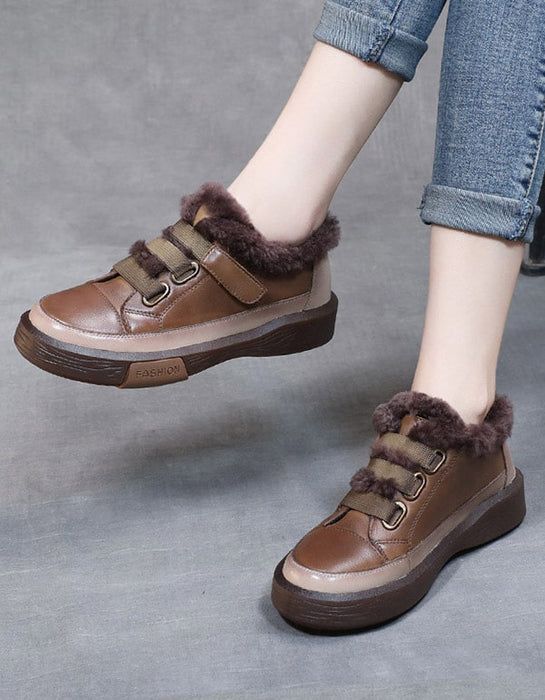 Casual Leather Lace-up Wedge Boots, Winter Wedge Boots With Round Toe, Casual Lace-up Leather Wedge Boots, Casual Brown High-top Wedge Boots, Casual Brown Platform Wedge Boots, Casual High-top Wedge Boots For Winter, Casual Winter Wedge Boots With Closed Toe, Casual Winter Closed Toe Wedge Boots, Casual Closed Toe Winter Wedge Boots