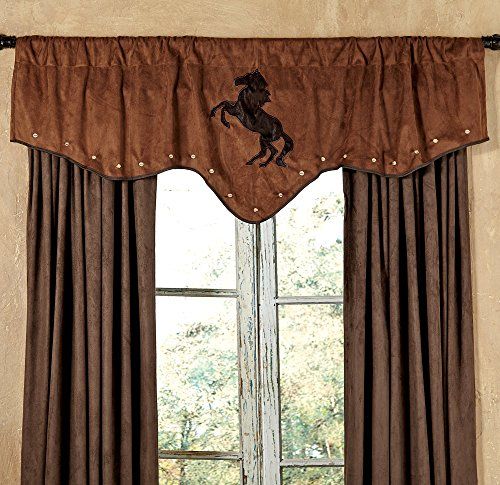 Black Forest Decor Chestnut Suede Horse Valance Western Valance, Western Curtains, Cabin Curtains, Western Bedroom Decor, Black Forest Decor, Window Treatments Bedroom, Shabby Chic Curtains, Tuscan Kitchen, Mediterranean Home Decor