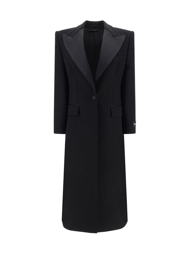 85% Virgin wool, 12% Silk, 3% Polyester Classic Evening Wool Coat, Elegant Tailored Wool Coat For Evening, Classic Fitted Wool Coat For Evening, Elegant Fitted Single Breasted Wool Coat, Elegant Single-breasted Wool Coat For Evening, Wool Tuxedo Style Evening Outerwear, Elegant Wool Coat With Lapel Collar For Evening, Luxury Fitted Wool Coat With Hidden Buttons, Luxury Long Sleeve Wool Coat For Evening