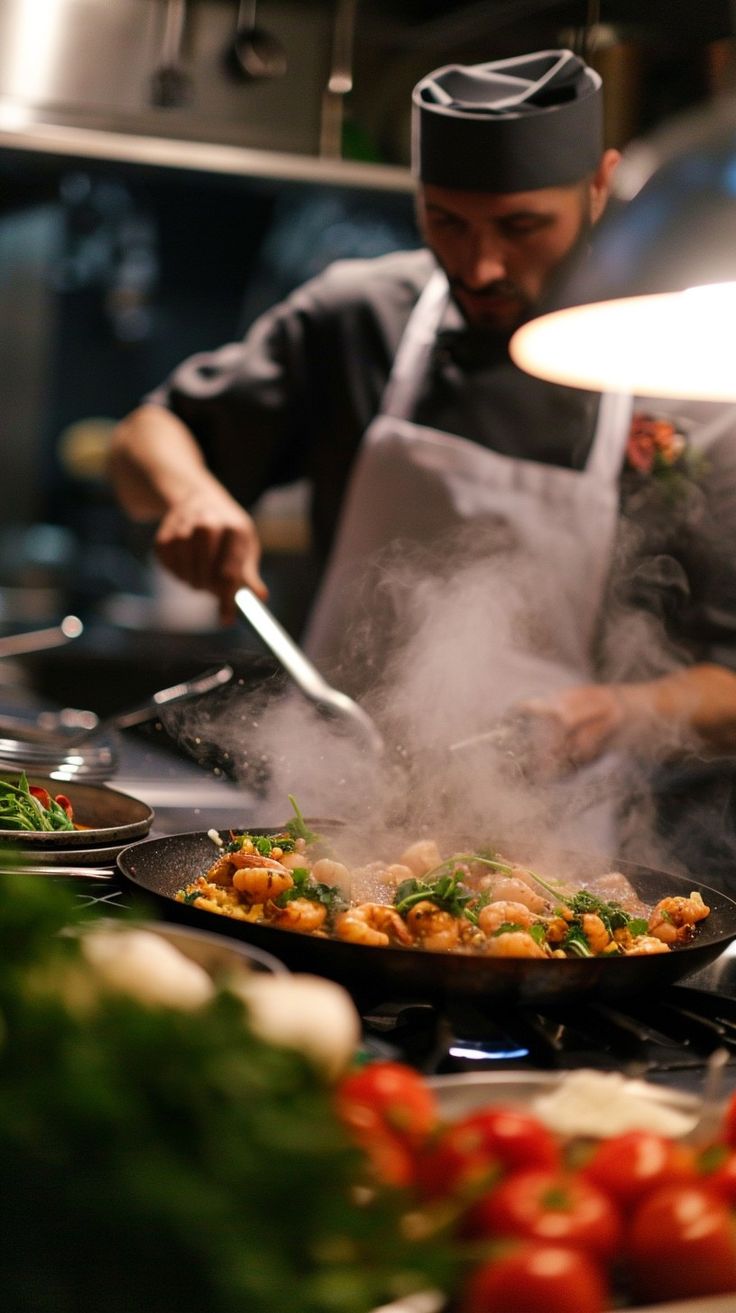 a man cooking food on top of a stove