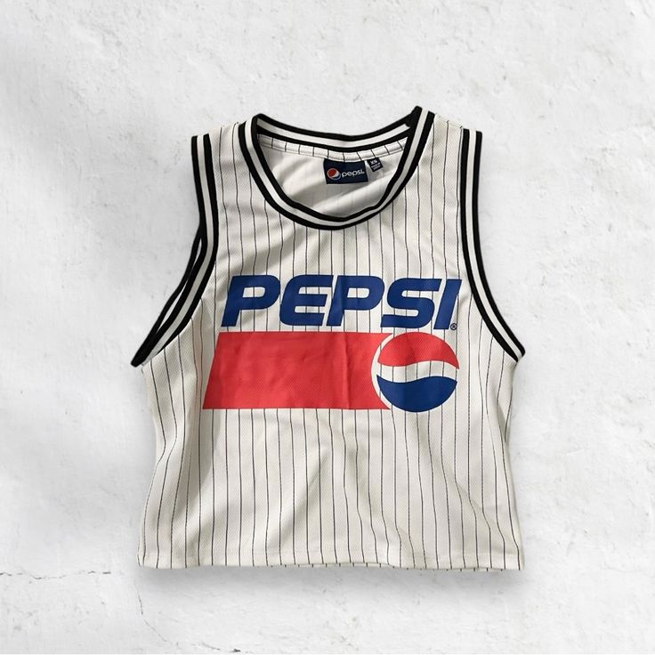 Cropped Pepsi Graphic Tank Top Baby Jersey Sz Xsmall. Brand New Without Tags Pepsi Clothes, Pepsi Merch, Pepsi Outfit, Pepsi Aesthetic, Preppy Tank Tops, Bts Clothes, Jersey Crop Top, Diy Makeup Bag, Performance Outfits