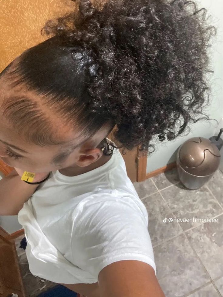 2 Braids In The Front With Hair Down Natural Hair, Mid Ponytail Natural Hair, Grandma Hairstyles Black Women, Natural Curl Ponytail, Mid Puff Natural Hair, Blow Dried Bun Natural Hair, Mid Bun Natural Hair, Mid Bun Hairstyles For Black Women, Curly 4b Hairstyles