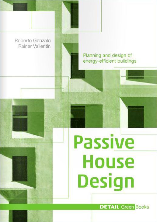 the cover of passive house design, with green and white squares in the middle of it