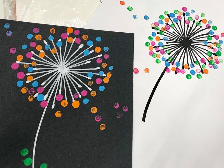 two cards with different designs on them, one has a dandelion and the other has confetti sprinkles