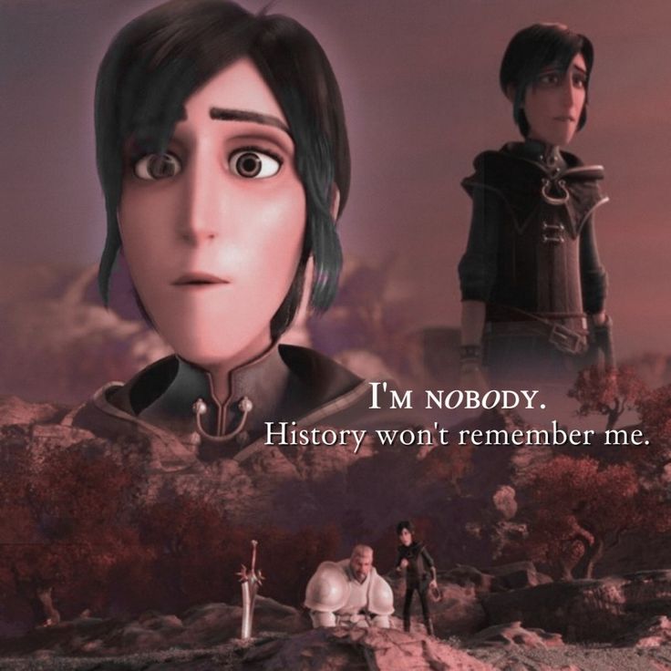 an animated image of two people standing next to each other with the caption, i'm nobody history won't remember me