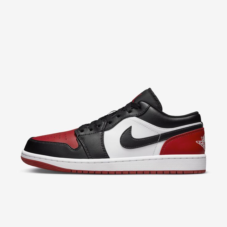 Inspired by the original that debuted in 1985, the Air Jordan 1 Low offers a clean, classic look that's familiar yet always fresh. With an iconic design that pairs perfectly with any 'fit, these kicks ensure you'll always be on point. Jordan 1 Low Red, Jordan 1 Low Bred, Mens Fashion Outdoor, Jordan 1 Red, Jordan Bred, Jordan 1 Lows, Jordan 1 Low White, Jordan Low, Red Jordans