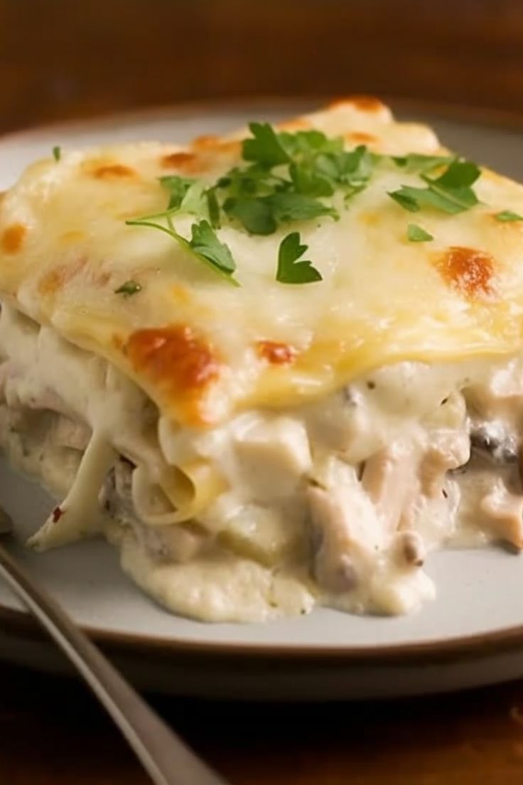 White Chicken Lasagna Recipe, Best Easy Lasagna Recipe, Chicken Lasagne, Recipe Lasagna, White Chicken Lasagna, Chicken Lasagna Recipe, Cream Of Mushroom Chicken, White Lasagna, Sautéed Mushrooms