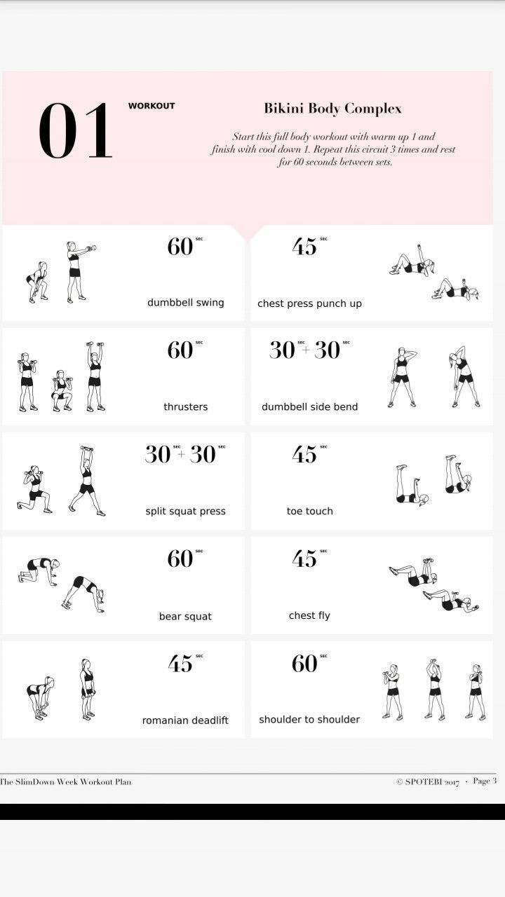 an exercise poster showing the number of exercises to be performed in each body type, and how