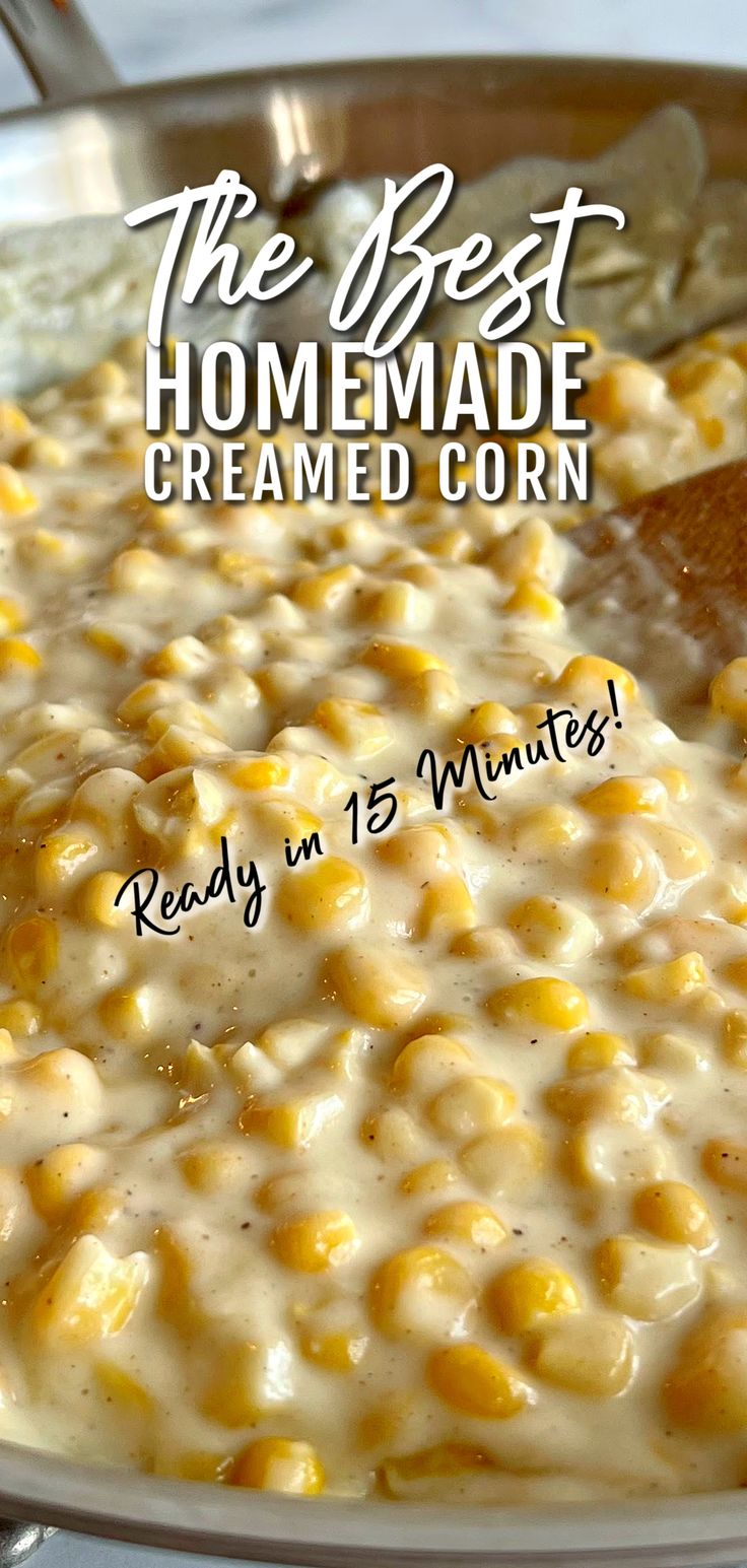 This image show creamed corn cooked in a skillet, ready to serve. Creamed Corn Recipe With Cream Cheese, Creamed Corn Recipe Easy, Homemade Cream Corn, Cream Cheese Corn, Corn Recipes Side Dishes, Corn Side Dish, Creamed Corn Recipes, Cream Corn, Corn Dishes