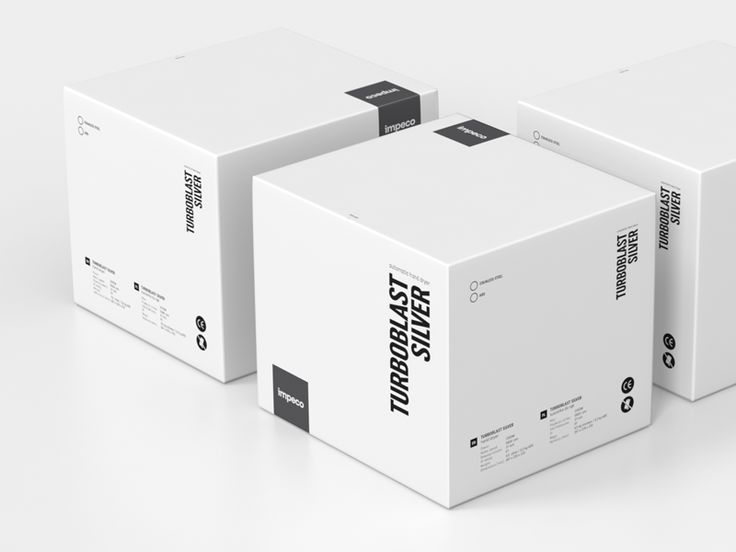 three white boxes are stacked on top of each other, with the same box in front