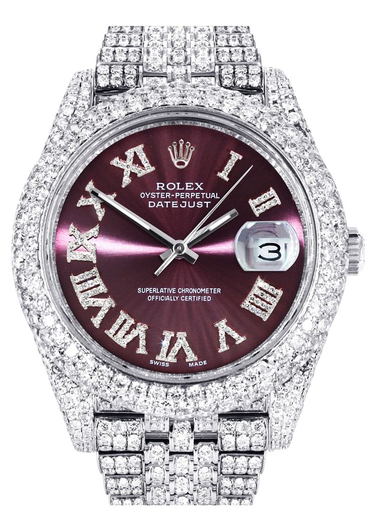 Rolex Diamond Watch, Xo Jewelry, Purple Watch, Rolex Diamond, Mens Diamond Bracelet, Oyster Perpetual Datejust, Silver Chain For Men, Gold Watches Women, Diamond Ice