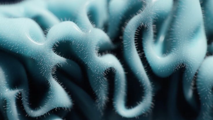 some very pretty looking blue corals in the water with their tentacles curled up to look like they're swimming