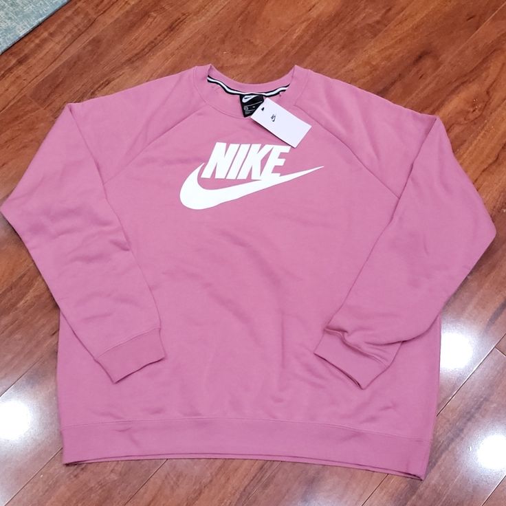 Nwt Size M Nike Sweatshirt. Color Is Mauve/Pink. Winter Pink Sweatshirt With Logo Print, Nike Spring Sweats With Crew Neck, Pink Long Sleeve Sweatshirt With Logo, Pink Long Sleeve Sweatshirt With Logo Print, Pink Logo Print Sweatshirt For Streetwear, Pink Logo Print Sweatshirt, Pink Casual Sweats For Sports, Casual Pink Sweats, Sporty Pink Sweatshirt With Logo Print