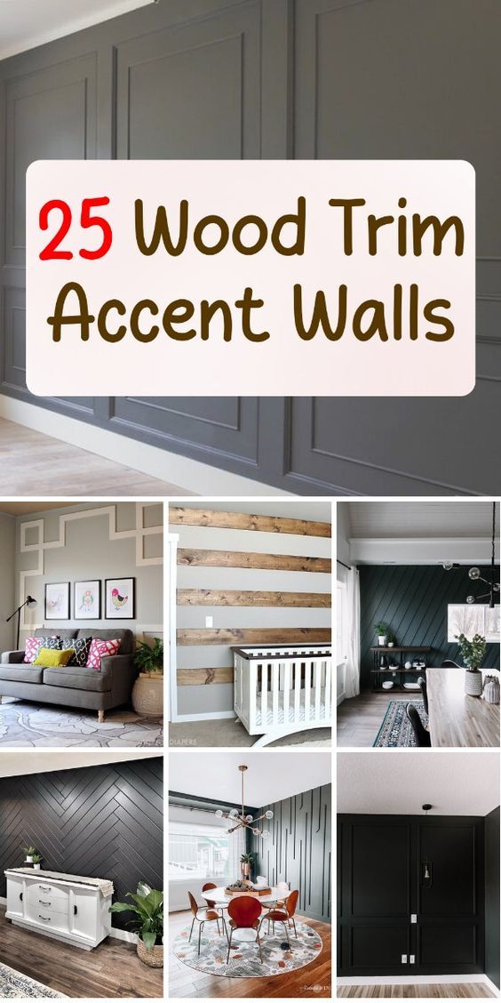 the 25 wood trim accent walls are all in different styles and colors, including gray