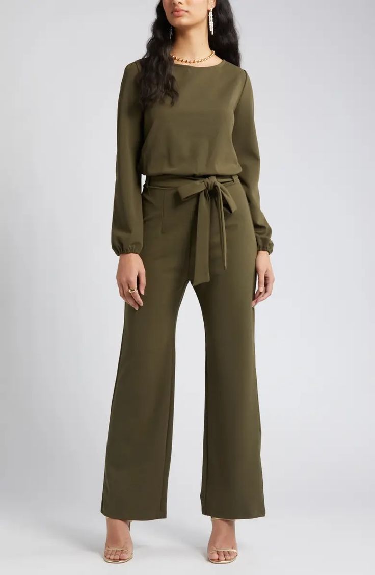 NIKKI LUND Joy Long Sleeve Tie Waist Jumpsuit | Nordstrom Solid Belted Jumpsuits And Rompers For Fall, Spring Long Sleeve Jumpsuits And Rompers With Tie Waist, Casual Long Sleeve Belted Jumpsuits And Rompers, Fall Solid Color Belted Jumpsuits And Rompers, Belted Long Sleeve Jumpsuits And Rompers For Work, Chic Relaxed Fit Jumpsuits And Rompers With Tie Waist, Belted Long Sleeve Jumpsuits For Work, Chic Jumpsuits With Tie Waist And Relaxed Fit, Long Sleeve Tie Waist Jumpsuits And Rompers For Loungewear