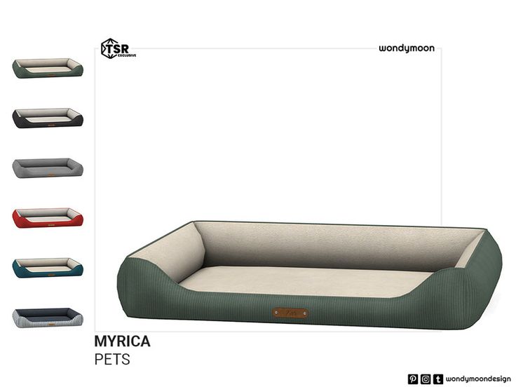 an inflatable dog bed is shown with four different colors and sizes to choose from