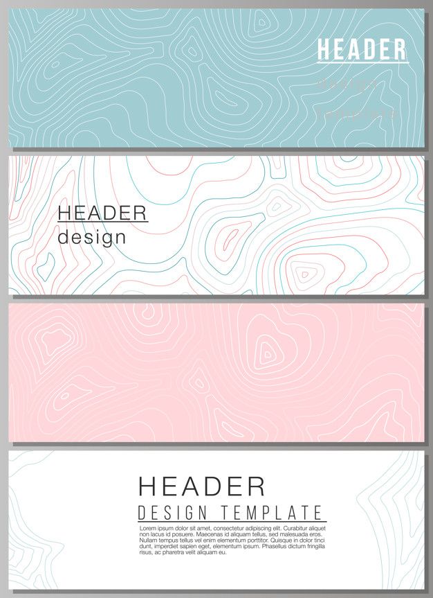 three banners with different lines and shapes in pastel colors, on a gray background