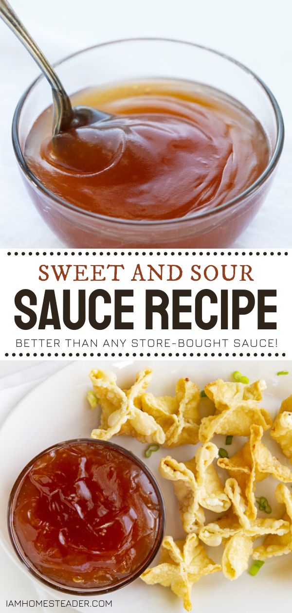 sweet and sour sauce recipe with text overlay