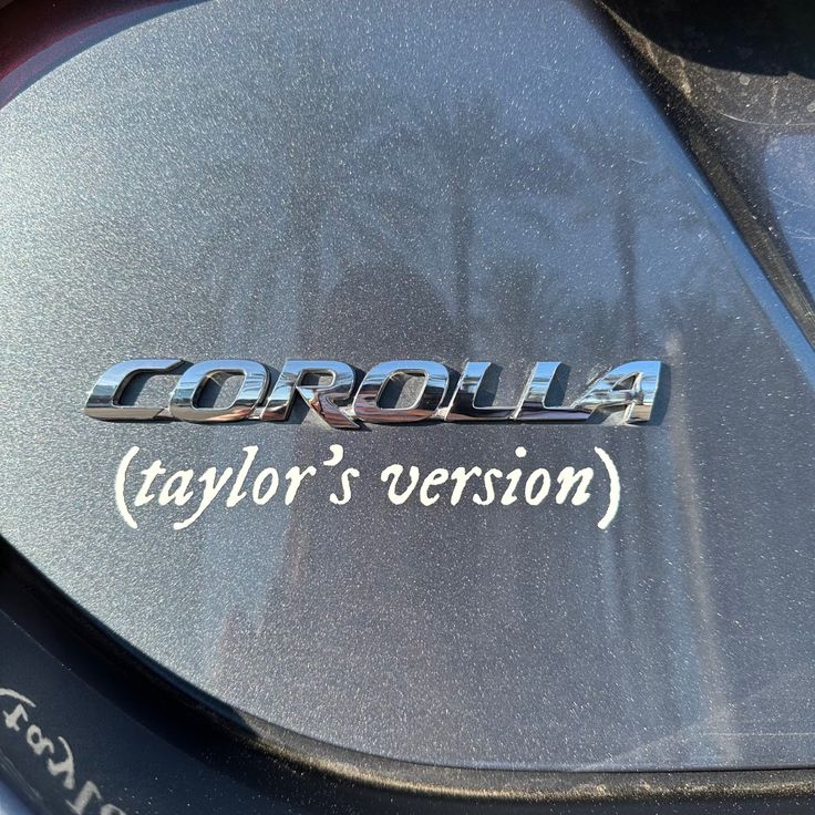 the emblem on the front of a car that says corolla taylor's version