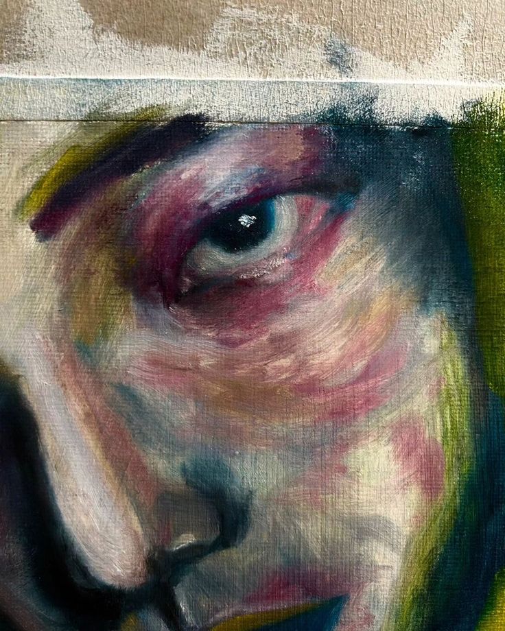 an abstract painting of a man's face