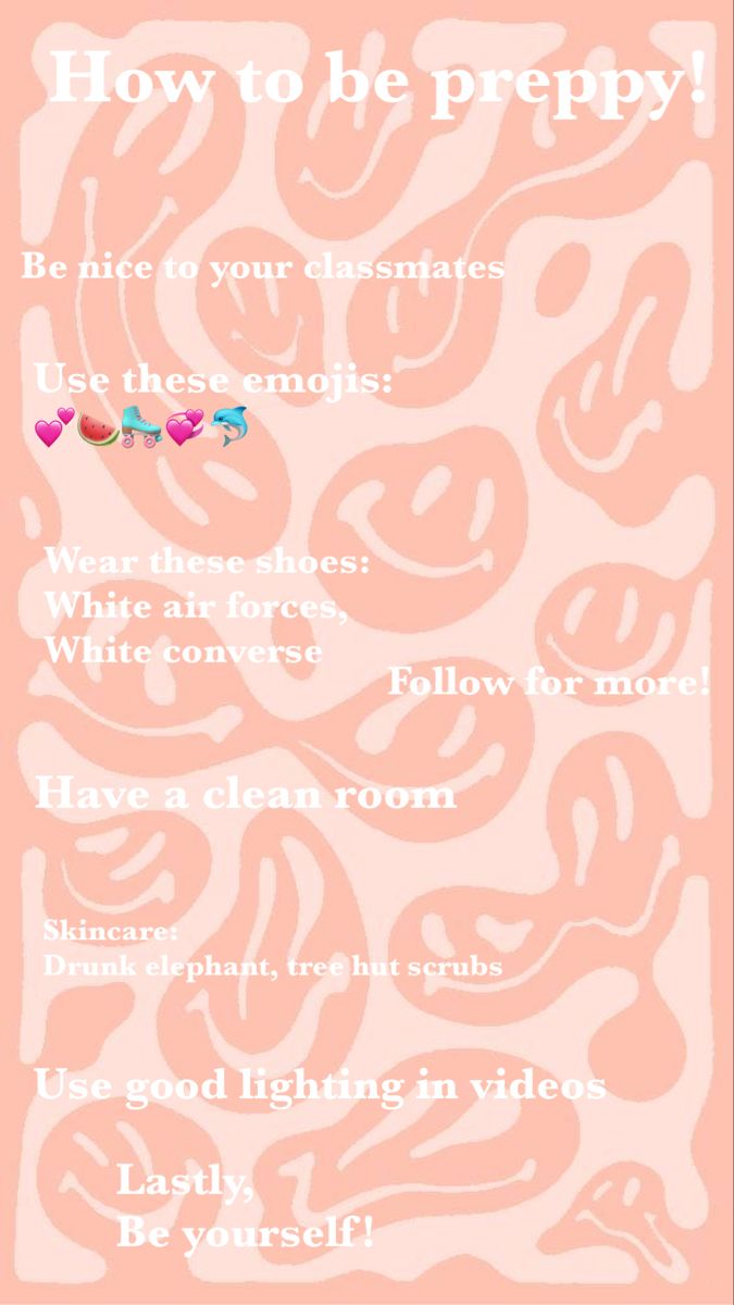 a pink and white poster with words on it that say how to be preppy