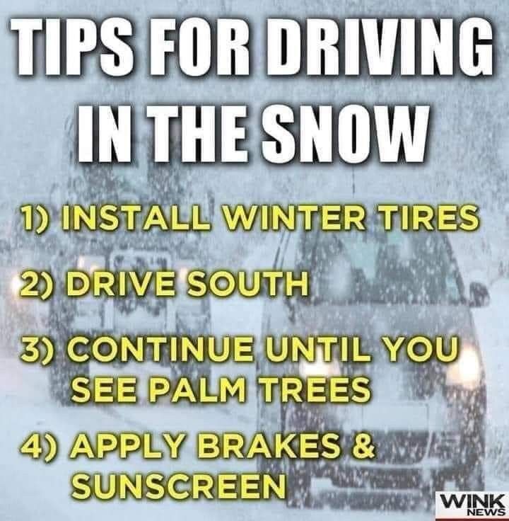 the snow is falling and there are three tips for driving in the snow