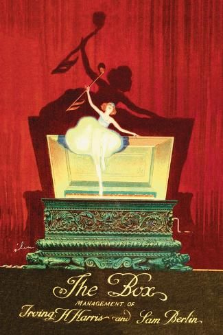 an advertisement for the royal ballet, featuring a ballerina on top of a box