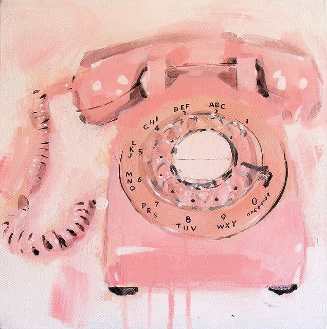 an old pink phone painted with acrylic paint