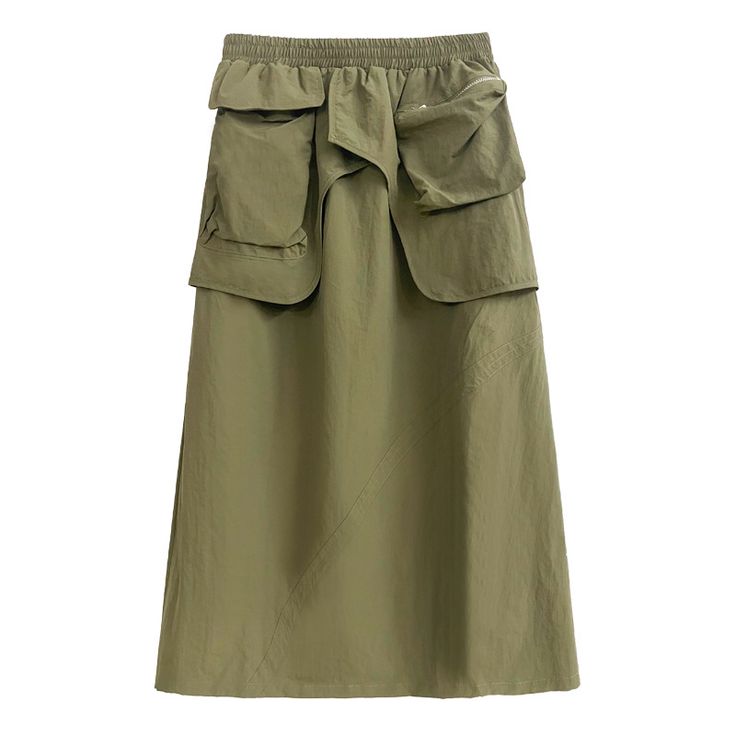 Sku CY-!123369 Material Polyester Fiber Style Casual Feature Splicing Neckline / Occasion Casual, Vintage Seasons Autumn, Winter Type Skirt Color Army Green, Black Size One Size Size Chart: Please consult the size chart we provide for this item's measurements to help you decide which size to buy. Please note: There may be 1-3cm differ due to manual measurement. CM Bust Shoulder Sleeve Waist Hip Thigh Length One size / / / 68-96 124 / 85 S / / / / / / / M / / / / / / / L / / / / / / / XL / / / / / / / Khaki Skirt With Pockets For Summer, Summer Khaki Skirt With Pockets, Green Utility Mini Skirt, Green Utility Skirt For Spring, Green Utility Skirt For Summer, Summer Khaki Cargo Skirt, Military Style Khaki Cargo Skirt With Pockets, Khaki Knee-length Skirt With Pockets, Summer Workwear Khaki Cargo Skirt