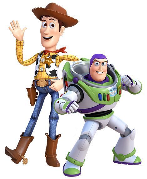 two toy story characters, one is buzz and the other is woody