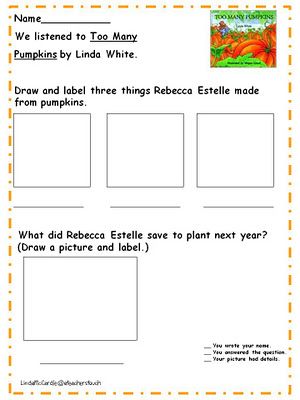 a worksheet for pumpkins and other things