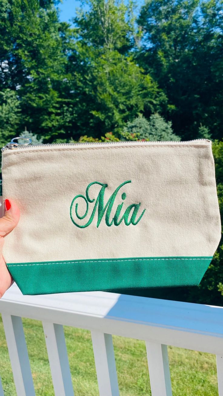 Perfect for storing and carrying your personal cosmetics and toiletries, our handy and charming Makeup Bag is crafted of durable all-cotton canvas with zipper closure. Personalize it with a name or initials. Makes a great gift, too. Our Makeup Bag is a timeless favorite that boasts a convenient and fashionable design. Perfect for travel or everyday use. Add your name or monogram for a personal touch. Durable canvas fabric Zip closure. 1" finger loop. Cotton canvas construction. Spot clean. Measu Everyday Cotton Zipper Pouch Cosmetic Bag, Rectangular Cotton Cosmetic Bag For Daily Use, Canvas Pouch Cosmetic Bag For Gift, Canvas Cosmetic Pouch As Gift, Rectangular Cotton Travel Cosmetic Bag, Customizable Cotton Canvas Bag For Travel, Rectangular Cotton Pouch For Personal Use, Personalized Cotton Canvas Travel Bag, Personalized Cotton Canvas Bag For Travel