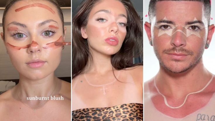 ‘Sunburnt Makeup’ Is the Latest TikTok Rage Sunburnt Makeup, Sun Care, Beauty Industry, Sun, Makeup, Beauty, Make Up