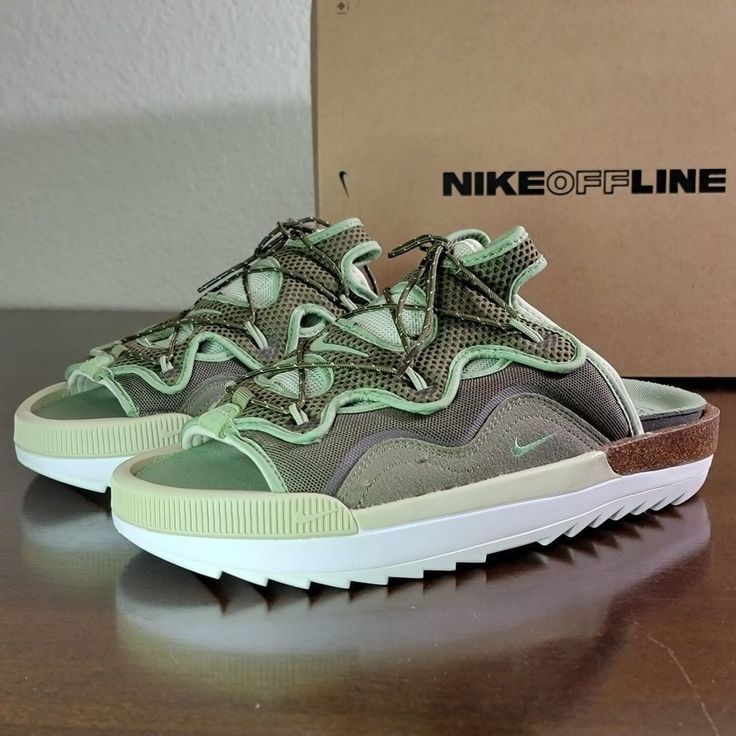 Nike Offline 2.0 Sandals Shoes Olive Green White Tan Cz0332 200 Unisex Brand New Condition: New With Box Color: Olive Green / White / Tan Size: Women's Size 9.5 Nike Slides Womens, Nike Flip Flops, Nike Vapor Max, Nike Sandals, Brown Flip Flops, Footbed Sandals, Nike Air Huarache, Nike Green, Womens Slides