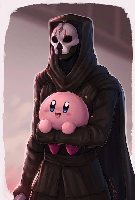 a person in a black hooded jacket holding a pink ball with a skull on it