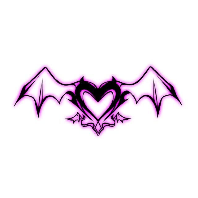 a heart shaped bat with wings on it