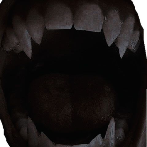 an open mouth with sharp teeth on a white background