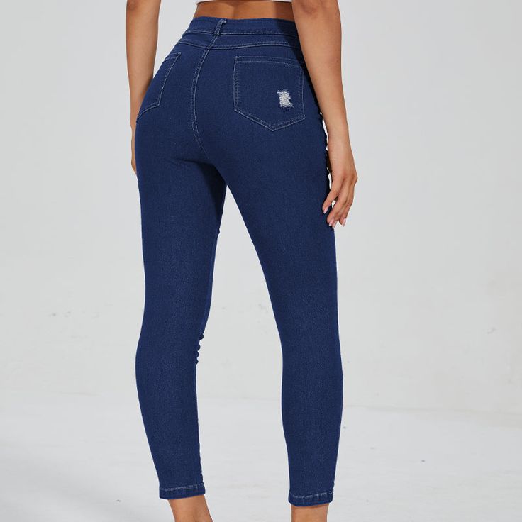 These jeans are the holy grail of denim and the epitome of trendy meets comfort! These have a relaxed fit! That is one of our favorite cuts here because it flatters ALL figures, is one of the trendiest styles, and is so comfortable! We loveeeee a good pair of tummy-control jeans PLUS they have butt-lifting technology! The pockets have some magic in them as the way they're placed and shaped will make even the flattest booty look perky! Should we talk about that gorgeous wash!? Goodness! The dark Non-stretch Five Pockets Dark Wash Cropped Jeans, Relaxed Fit Solid Denim Jeans, Stretch High Waist Cropped Jeans In Denim Blue, Denim Blue Stretch Cropped Jeans, Non-stretch Dark Wash Cropped Denim Jeans, Non-stretch Cropped Jeans In Denim Blue, Casual High Waist Cotton Jeggings, Solid Mid-rise Denim Jeans, Ripped Stretch Cropped Jeans Casual