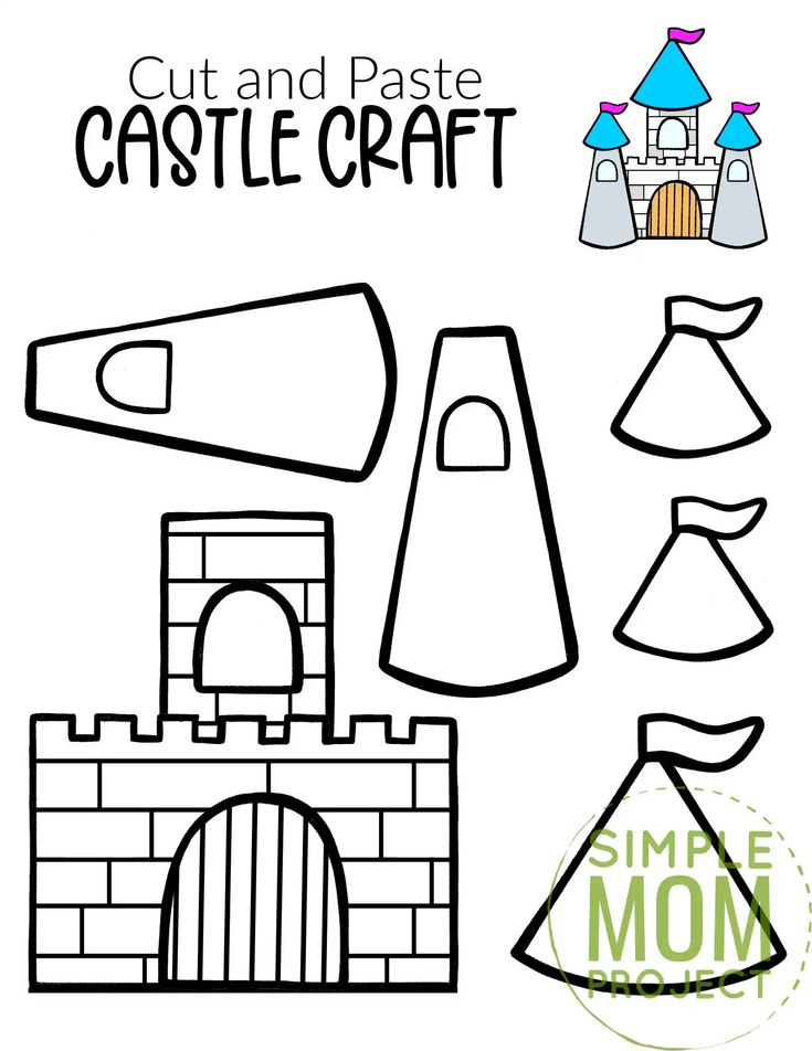 the cut and paste castle craft is shown with instructions to make it easier for children to learn