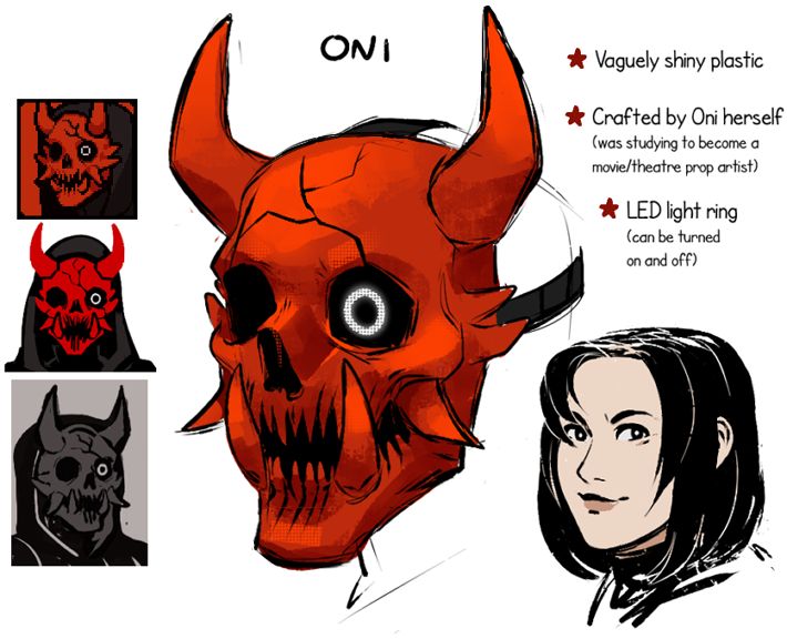 an image of a demon mask with different facial expressions