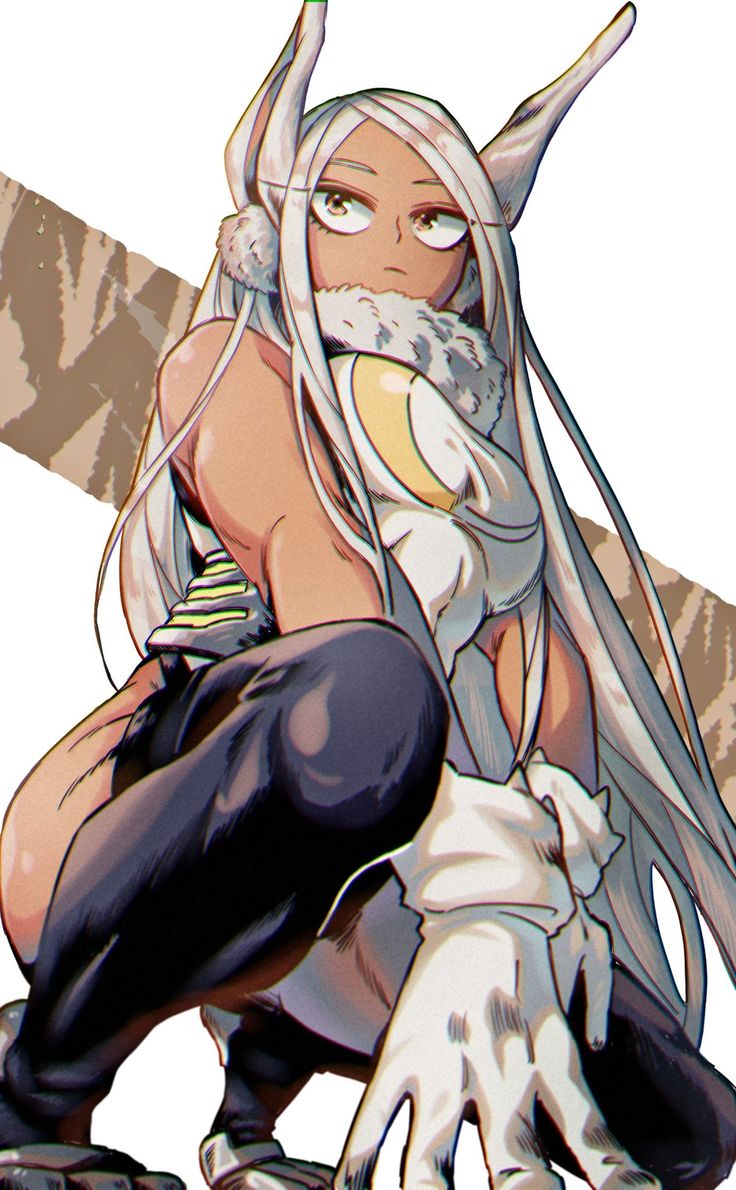 an anime character with long white hair sitting on the ground