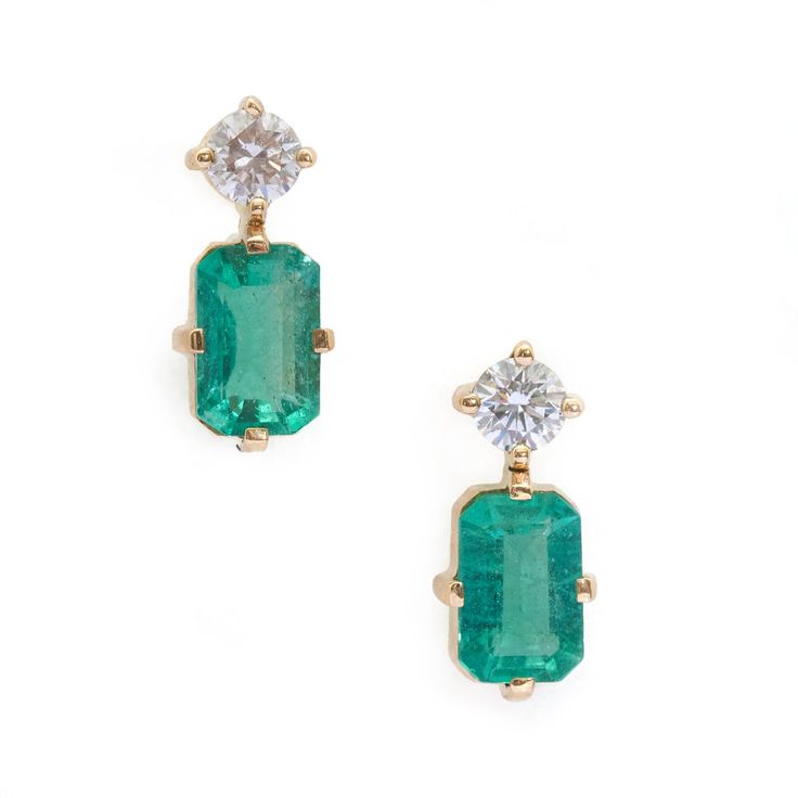 Emerald & Diamond Deco Earrings Elegant Green Diamond Earrings With Brilliant Cut, Emerald Cut Diamond Earrings For Formal Occasions, Luxury Emerald Earrings In Emerald Cut, Elegant Green Emerald-cut Diamond Earrings, Elegant Emerald Diamond Earrings, Elegant Green Emerald Cut Diamond Earrings, Emerald Cut Green Diamond Earrings, Classic Green Diamond Earrings, Elegant Green Diamond Earrings