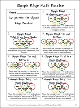 the olympic rings math worksheet