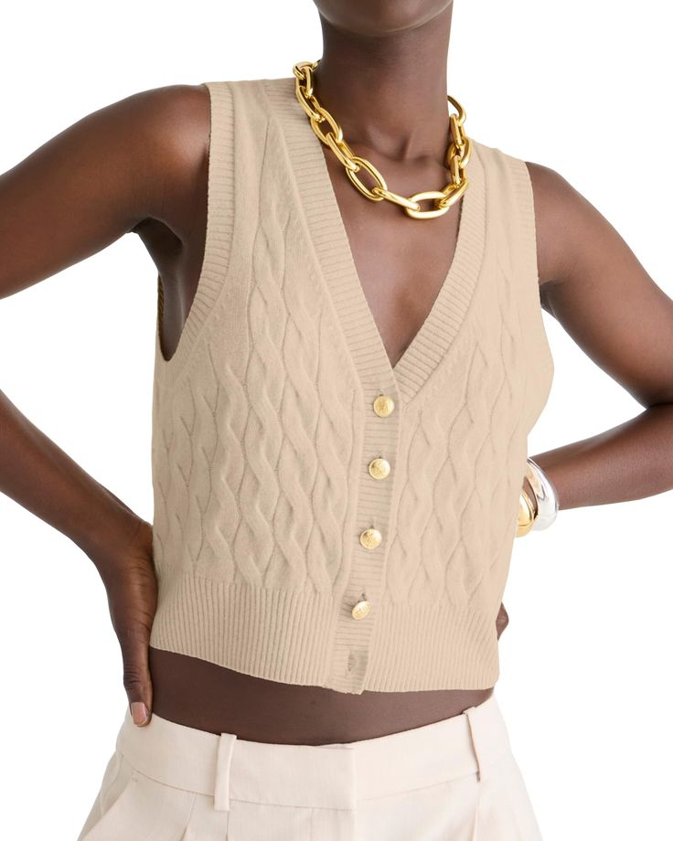 PRICES MAY VARY. Soft and lightweight knit fabric, stretchy, comfy and warmth. Cute cable knit sweater vest for women, Deep V-Neck, sleeveless, button down, solid color. Ribbed neckline, cuffs and hem, functional buttons for sophistication and style. Suitable for T-shirts, tops, shirts, slacks, shorts, leggings, jeans, skirts, etc, make you look chic and elegant. Perfect for everyday wear, school, office, dating, shopping, party outings, etc. The brand "Locachy" is designed with simplicity, rela Fall Tank Tops, Cable Knit Sweater Vest, Cropped Cable Knit Sweater, Casual Denim Jacket, Vest Crop Top, Knit Sweater Vest, Sweater Vest Women, Sweater Crop, Cropped Vest