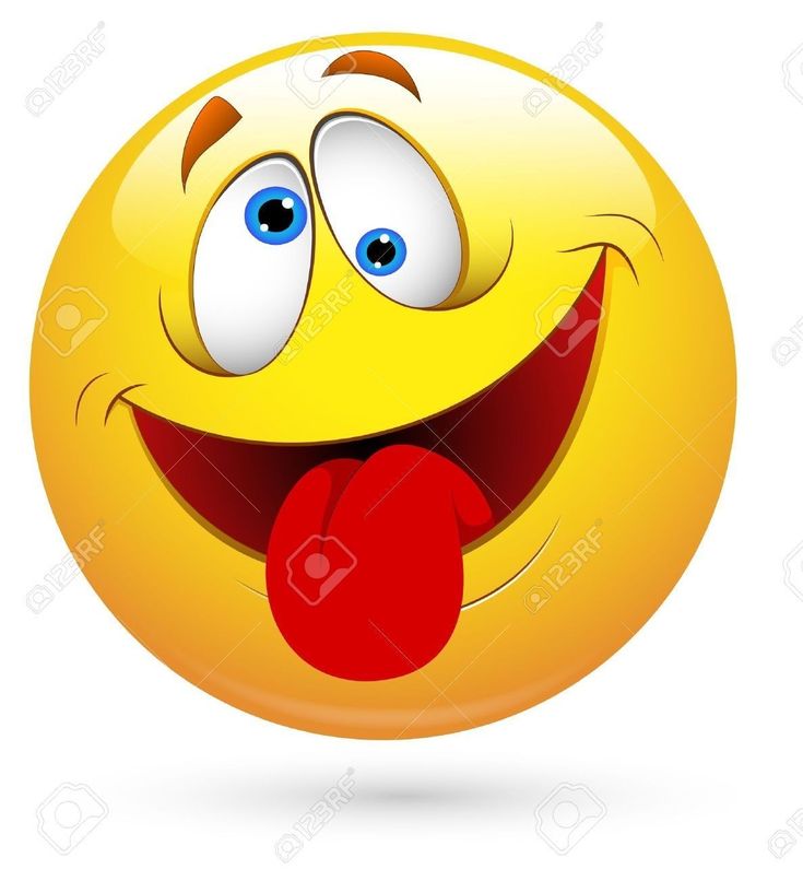 an emoticive smiley face with tongue out and eyes wide open on a white background