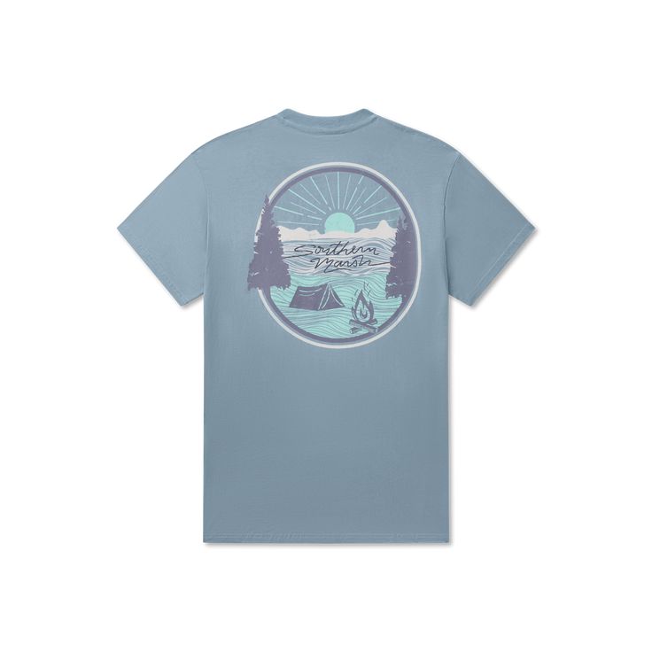 Youth Summer Camp Sunsets Tee – Southern Marsh Collection A Night Under The Stars, Camp Design, Night Under The Stars, Silhouette Logo, Southern Marsh, Roasting Marshmallows, Best Memories, Summer Camp, The Fire