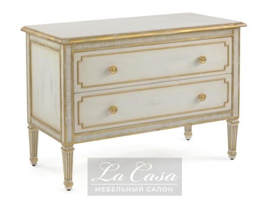 a white and gold dresser with two drawers